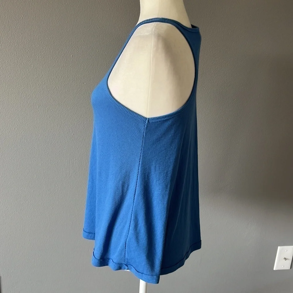 Free People Racer Back Ribbed Tank Blue - Picture 4 of 8